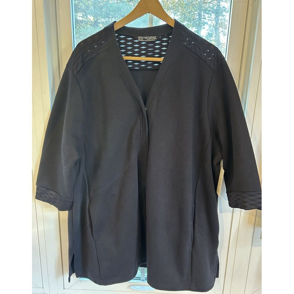 Seek No Further Fruit Of The Loom Womens Open Black Cardigan Sweater Size 3X NWT
